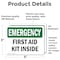 Signmission First Aid Kit Inside, 5 in W x Rectangle, Vinyl Decal OS-2PACK-EM-D-35-L-10323 - alternate 4